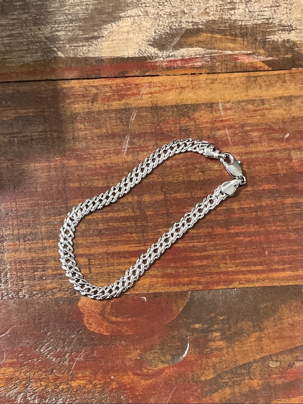 Silver Rope Chain Bracelet - Silver Over Stainless Steel - Picture 1 of 2